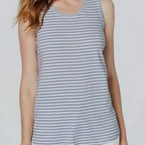 J Jill | Pima Cotton Pleated Nautical Navy Stripe Relaxed Spring Summer Tank Top